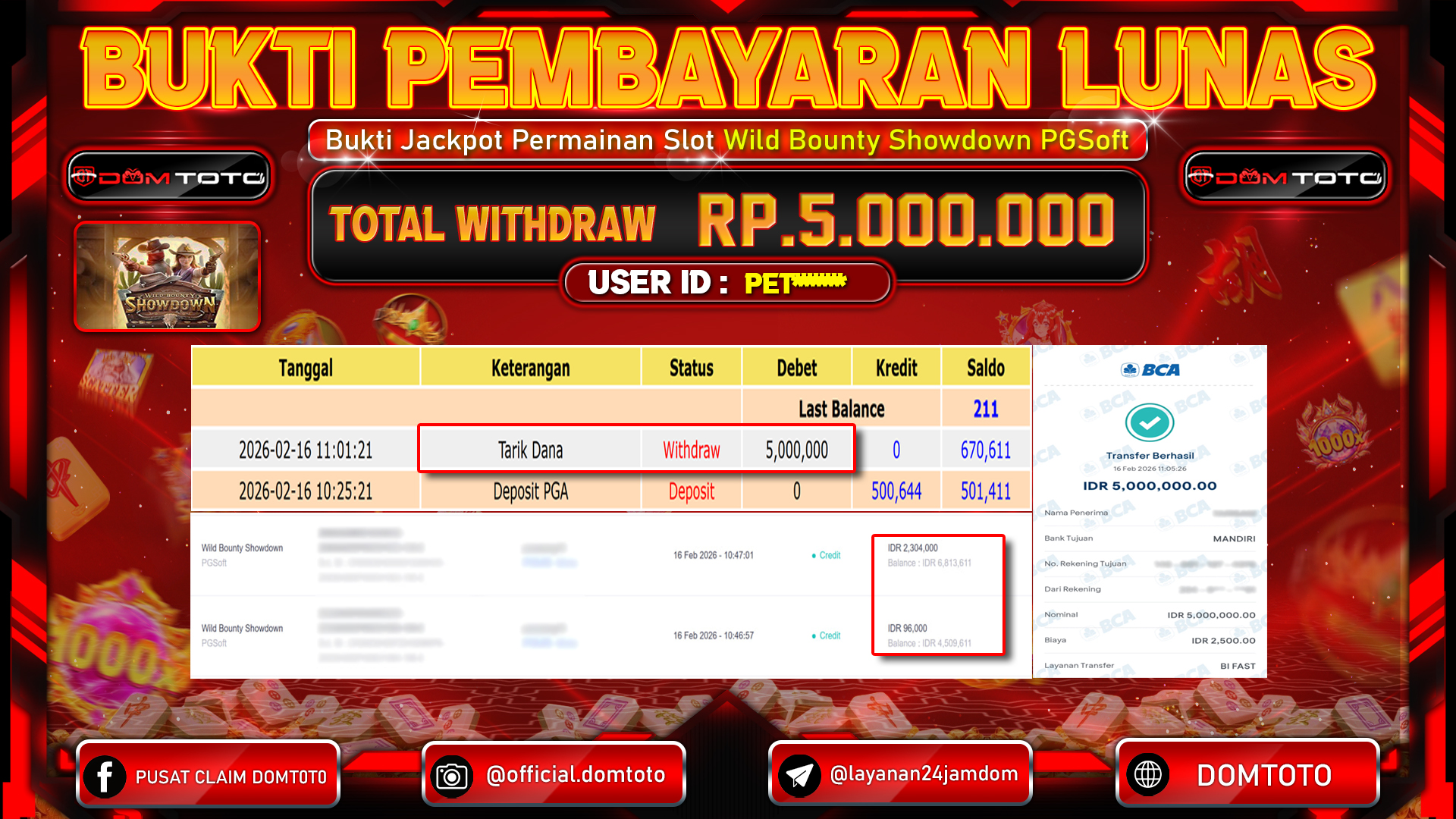 JACKPOT SLOT Wild Bounty Showdown PGSoft 16 FEBRUARI 2026